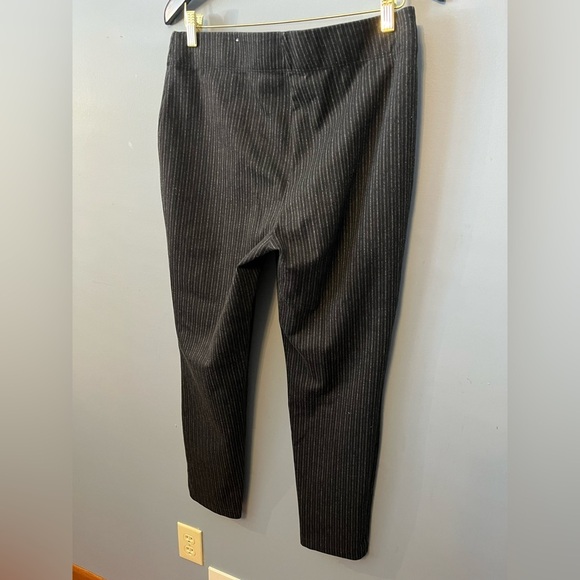 Max Studio Skinny Pull-on Dress Pants Black Pinstriped Fitted Ankle Women’s L - Picture 4 of 12